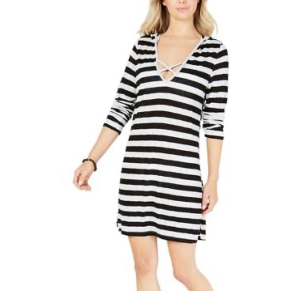 Miken
Womens Striped Mini Dress Swim Cover-Up